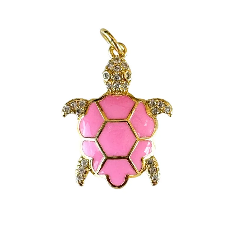 Gorgeous Jewelry, Limited-Time Savings Pink CZ Sea Turtle Charm For Charm Necklace & Bracelet