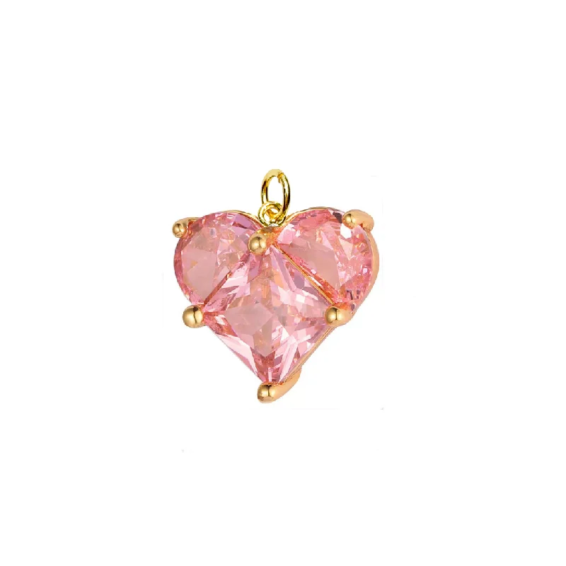 The Perfect Jewelry Piece At The Perfect Discount Pink Zircon Heart Charm For Charm Necklace & Bracelet