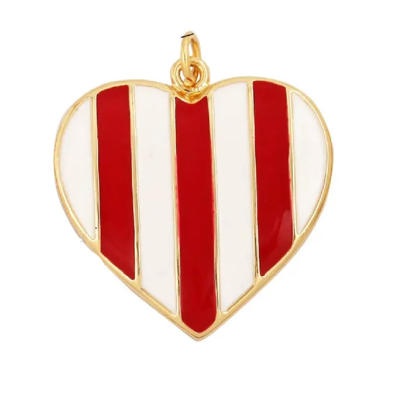 Get The Sparkle You Love At Prices You Adore Red & White Stripe Heart Charm For Charm Necklace