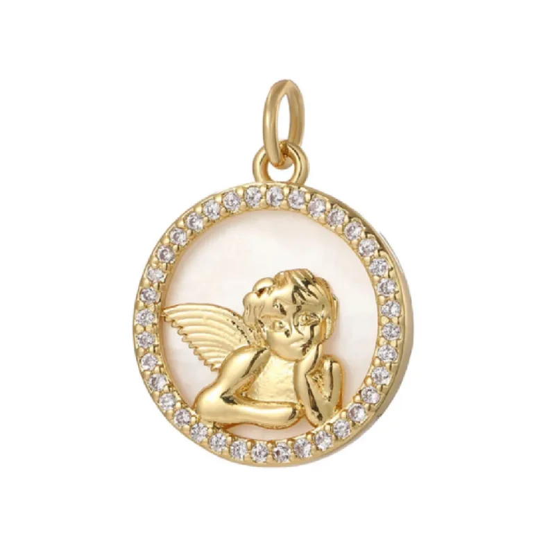 Premium Jewelry Now Available At Special Discounts Round CZ Angel Charm For Charm Necklace & Bracelet