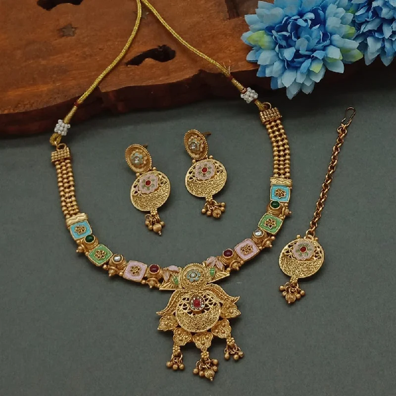 Timeless Elegance At Unbelievable Discounts Sai Fashion Gold Plated Pota Stone Necklace Set