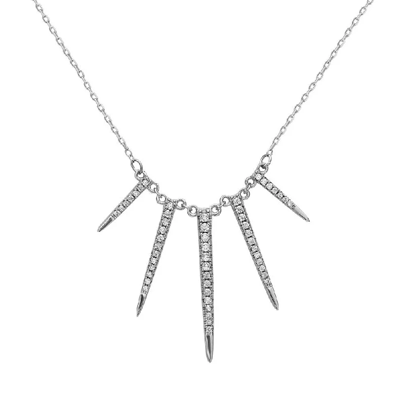 Unmissable Jewelry Sale – Shop Before It's Too Late Sterling Silver Multi Sized Vertical CZ Bars Necklace