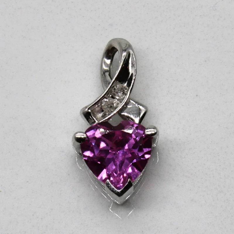 Special Jewelry Deals – Upgrade Your Collection Synthetic Pink Sapphire & Diamond Heart Pendant | 0.90ct, 0.02ctw |