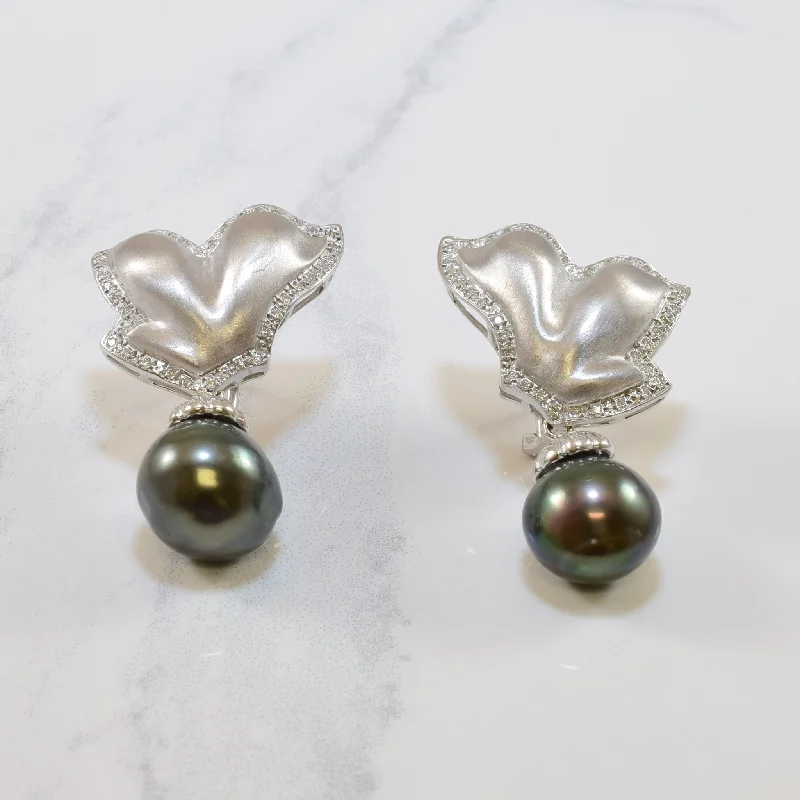 Premium Jewelry Now Available At Special Discounts Tahitian Pearl & Diamond Drop Earrings | 28.00ct, 0.26ctw |