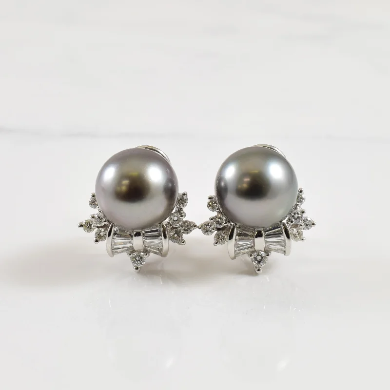 Timeless Elegance, Temporary Discounts – Act Fast Tahitian Pearl & Diamond Earrings | 20.02ctw (10.60mm), 0.60ctw |