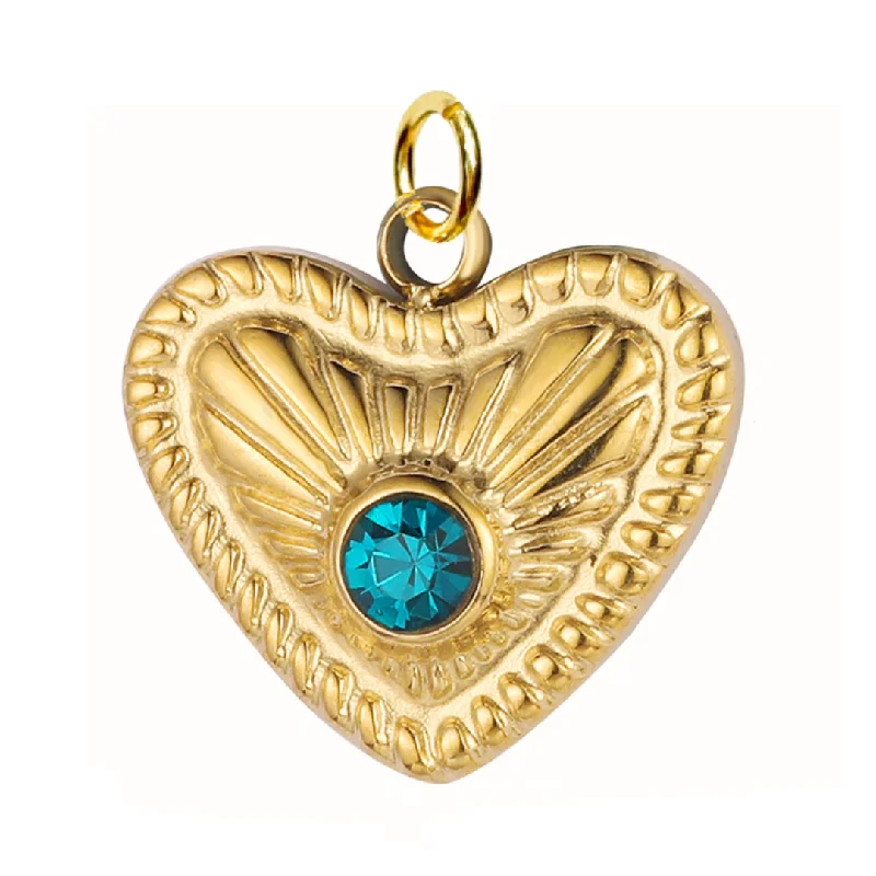 Flash Sale On Stunning Jewelry – Don't Miss Out Teal Zircon Heart Charm For Charm Necklace