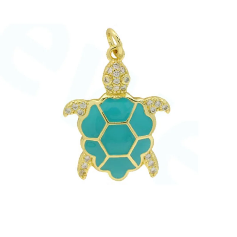 Sparkle On A Budget – Fine Jewelry For Less Turquoise CZ Sea Turtle Charm For Charm Necklace & Bracelet