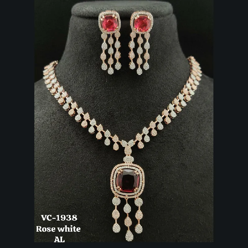 Best Jewelry Sale – Shop Exclusive Designs Now Vivah Creations Rose Gold Plated AD Necklace Set